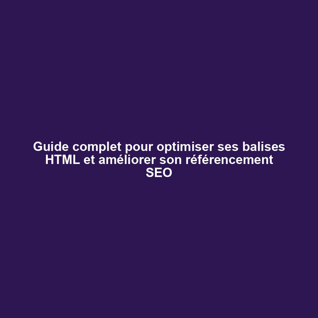Guide complet pour optimiser ses balises HTML et améliorer son référencement SEO