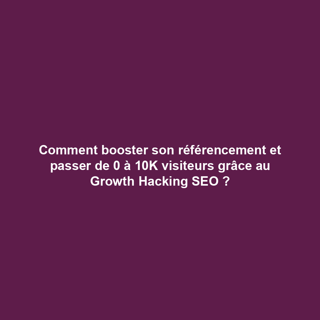 Comment booster son référencement et passer de 0 à 10K visiteurs grâce au Growth Hacking SEO ?