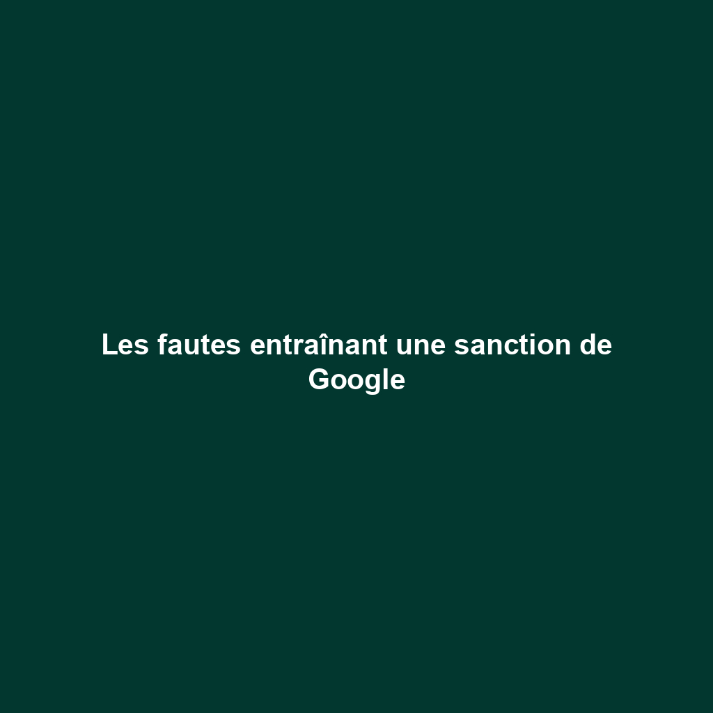 Les fautes entraînant une sanction de Google