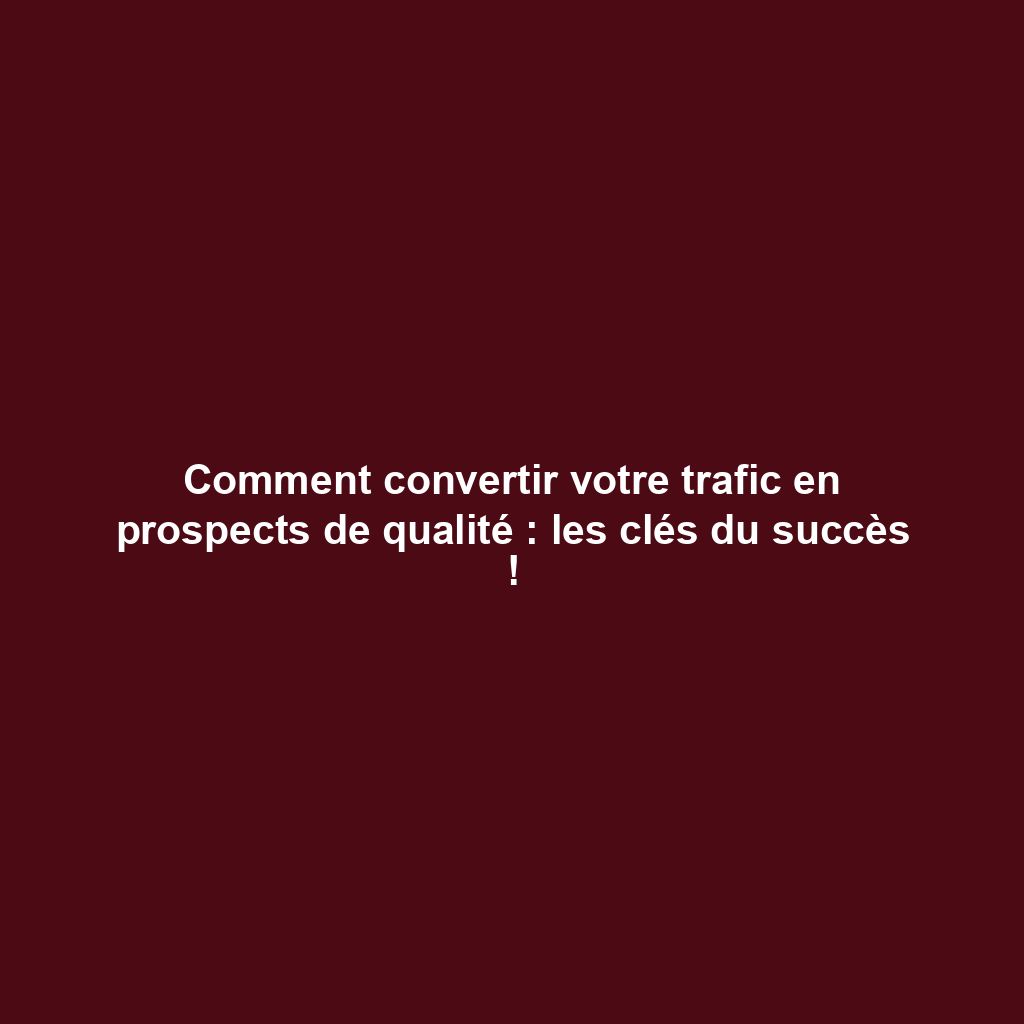 Comment convertir votre trafic en prospects de qualité : les clés du succès !