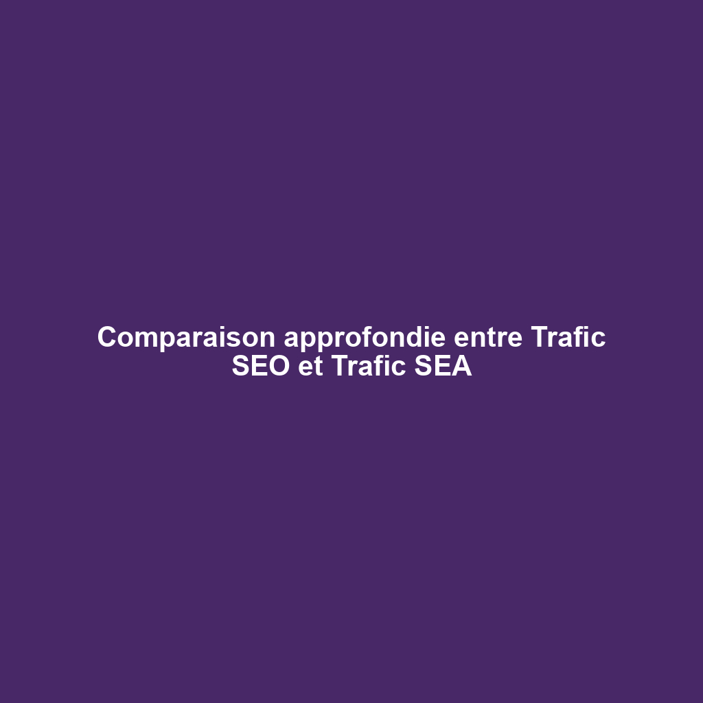 Comparaison approfondie entre Trafic SEO et Trafic SEA